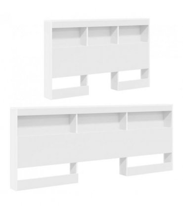 vidaXL Storage Headboard White 207.5 x 137.5 x 76.5 cm Engineered Wood — Size: 120 x 190 cm