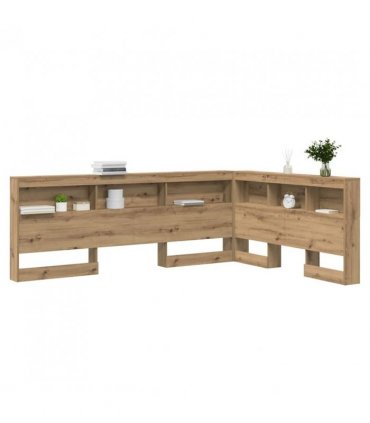 vidaXL Storage Headboard with Shelf Artisan Oak 140 cm Engineered Wood — Size: 140 x 200 cm