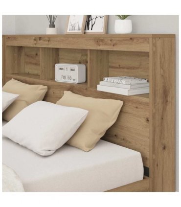vidaXL Storage Headboard with Shelf Artisan Oak 140 cm Engineered Wood — Size: 140 x 200 cm