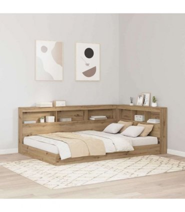 vidaXL Storage Headboard Artisan Oak 207.5 x 137.5 x 76.5 cm — Size: 120 x 190 cm