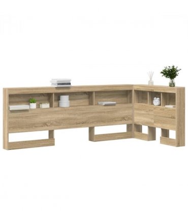 vidaXL Storage Headboard with Shelf Sonoma Oak 80 cm Engineered Wood — Size: 80 x 200 cm