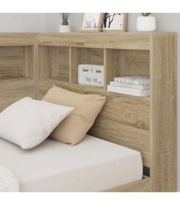 vidaXL Storage Headboard with Shelf Sonoma Oak 80 cm Engineered Wood — Size: 80 x 200 cm