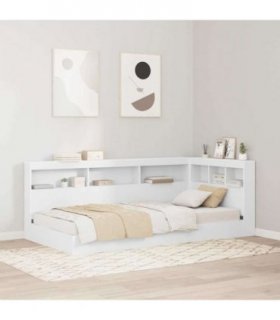 vidaXL Storage Headboard with Shelf White 90 cm Engineered Wood — Size: 90 x 190 cm
