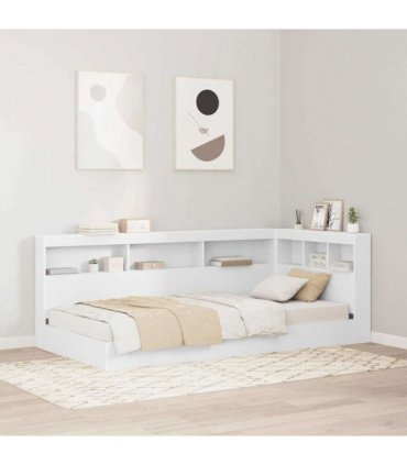 vidaXL Storage Headboard with Shelf White 90 cm Engineered Wood — Size: 90 x 190 cm