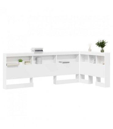 vidaXL Storage Headboard with Shelf White 90 cm Engineered Wood — Size: 90 x 190 cm