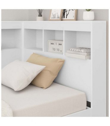 vidaXL Storage Headboard with Shelf White 90 cm Engineered Wood — Size: 90 x 190 cm