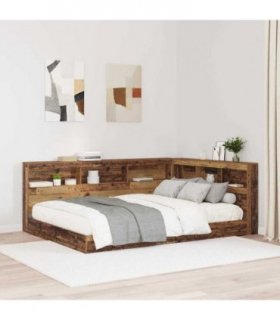 vidaXL Storage Headboard with Shelf Old Wood 160 cm Engineered Wood — Size: 160 x 200 cm