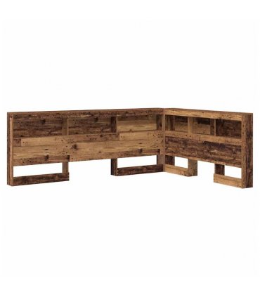 vidaXL Storage Headboard with Shelf Old Wood 160 cm Engineered Wood — Size: 160 x 200 cm
