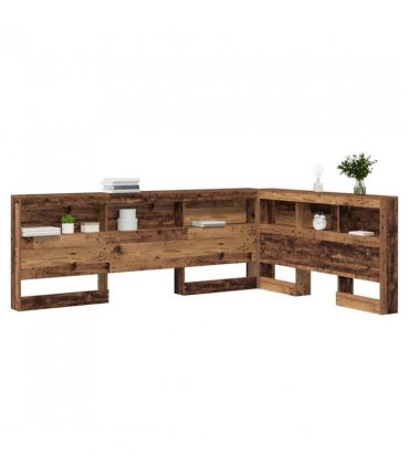 vidaXL Storage Headboard with Shelf Old Wood 160 cm Engineered Wood — Size: 160 x 200 cm