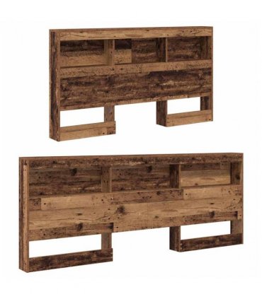 vidaXL Storage Headboard with Shelf Old Wood 160 cm Engineered Wood — Size: 160 x 200 cm