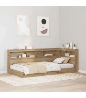 vidaXL Storage Headboard with Shelf Artisan Oak 90 cm Engineered Wood — Size: 90 x 200 cm
