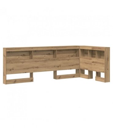 vidaXL Storage Headboard with Shelf Artisan Oak 90 cm Engineered Wood — Size: 90 x 200 cm