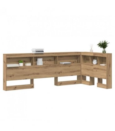 vidaXL Storage Headboard with Shelf Artisan Oak 90 cm Engineered Wood — Size: 90 x 200 cm