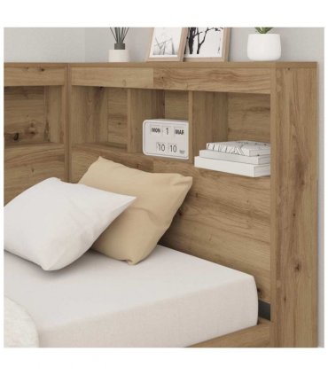 vidaXL Storage Headboard with Shelf Artisan Oak 90 cm Engineered Wood — Size: 90 x 200 cm