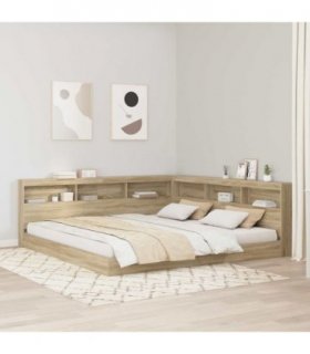 vidaXL Storage Headboard with Shelf Sonoma Oak 180 cm Engineered Wood — Size: 180 x 200 cm