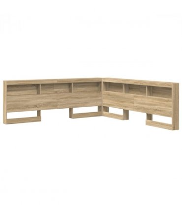 vidaXL Storage Headboard with Shelf Sonoma Oak 180 cm Engineered Wood — Size: 180 x 200 cm