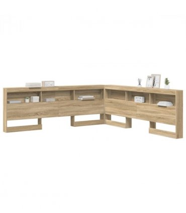 vidaXL Storage Headboard with Shelf Sonoma Oak 180 cm Engineered Wood — Size: 180 x 200 cm