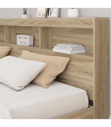 vidaXL Storage Headboard with Shelf Sonoma Oak 180 cm Engineered Wood — Size: 180 x 200 cm