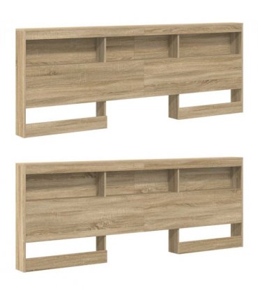 vidaXL Storage Headboard with Shelf Sonoma Oak 180 cm Engineered Wood — Size: 180 x 200 cm