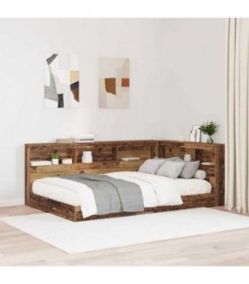 vidaXL Storage Headboard with Shelf Old Wood 207.5 x 137.5 x 76.5 cm — Size: 120 x 190 cm