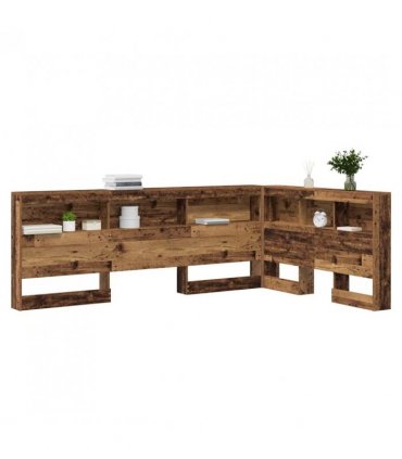 vidaXL Storage Headboard with Shelf Old Wood 207.5 x 137.5 x 76.5 cm — Size: 120 x 190 cm