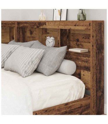 vidaXL Storage Headboard with Shelf Old Wood 207.5 x 137.5 x 76.5 cm — Size: 120 x 190 cm