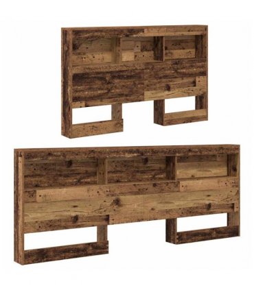vidaXL Storage Headboard with Shelf Old Wood 207.5 x 137.5 x 76.5 cm — Size: 120 x 190 cm