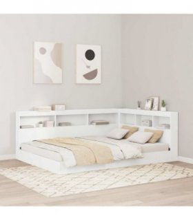 vidaXL Storage Headboard with Shelf White 140 cm Engineered Wood — Size: 140 x 200 cm