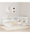 vidaXL Storage Headboard with Shelf White 140 cm Engineered Wood — Size: 140 x 200 cm