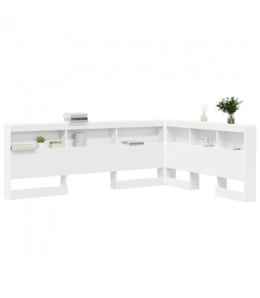 vidaXL Storage Headboard with Shelf White 140 cm Engineered Wood — Size: 140 x 200 cm