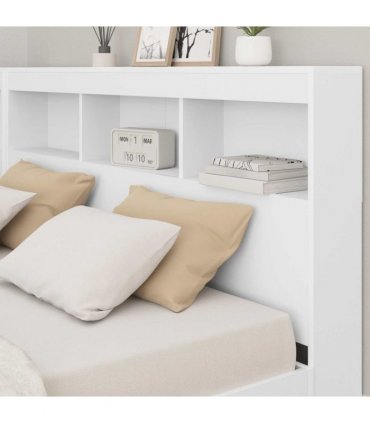 vidaXL Storage Headboard with Shelf White 140 cm Engineered Wood — Size: 140 x 200 cm