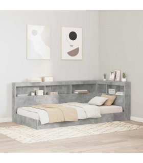 vidaXL Storage Headboard Concrete Grey 90 cm Engineered Wood — Size: 90 x 190 cm