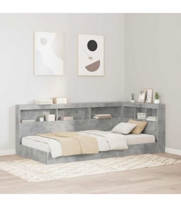 vidaXL Storage Headboard Concrete Grey 90 cm Engineered Wood — Size: 90 x 190 cm