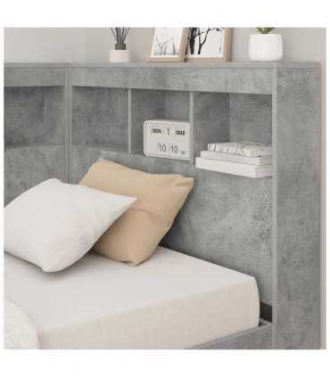vidaXL Storage Headboard Concrete Grey 90 cm Engineered Wood — Size: 90 x 190 cm