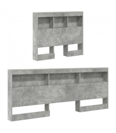 vidaXL Storage Headboard Concrete Grey 90 cm Engineered Wood — Size: 90 x 190 cm