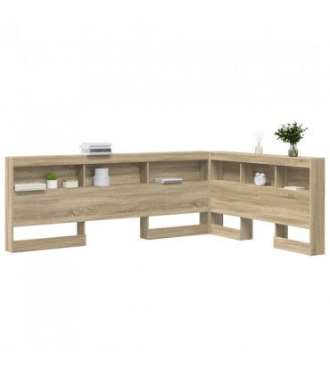 vidaXL Storage Headboard with Shelf Sonoma Oak 160 cm Engineered Wood — Size: 160 x 200 cm