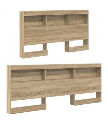 vidaXL Storage Headboard with Shelf Sonoma Oak 160 cm Engineered Wood — Size: 160 x 200 cm