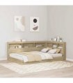 vidaXL Storage Headboard with Shelf Sonoma Oak 120 cm Engineered Wood — Size: 120 x 200 cm