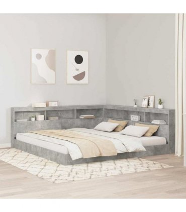 vidaXL Storage Headboard Concrete Grey 200 cm Engineered Wood — Size: 200 x 200 cm