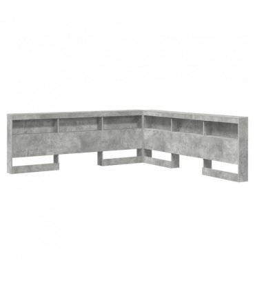 vidaXL Storage Headboard Concrete Grey 200 cm Engineered Wood — Size: 200 x 200 cm
