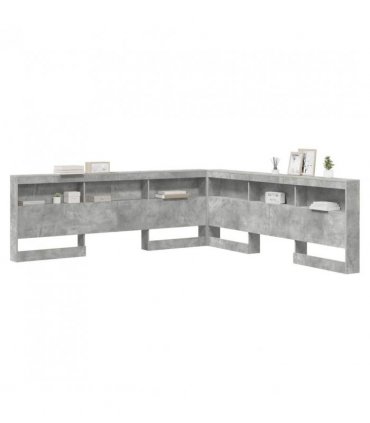 vidaXL Storage Headboard Concrete Grey 200 cm Engineered Wood — Size: 200 x 200 cm