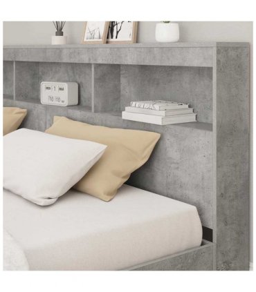 vidaXL Storage Headboard Concrete Grey 200 cm Engineered Wood — Size: 200 x 200 cm
