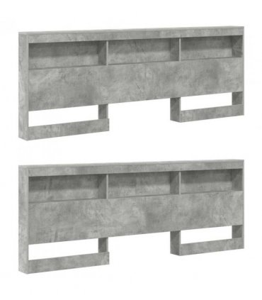 vidaXL Storage Headboard Concrete Grey 200 cm Engineered Wood — Size: 200 x 200 cm