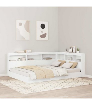 vidaXL Storage Headboard with Shelf White 160 cm Engineered Wood — Size: 160 x 200 cm
