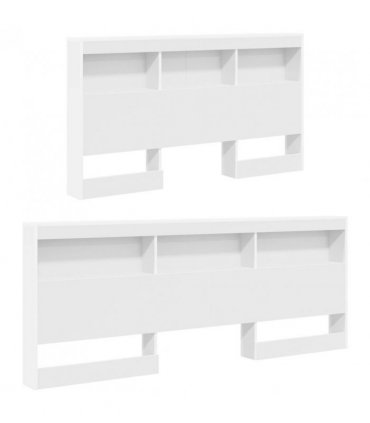 vidaXL Storage Headboard with Shelf White 160 cm Engineered Wood — Size: 160 x 200 cm