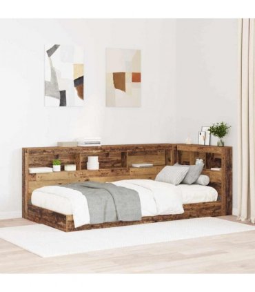 vidaXL Storage Headboard with Shelf Old Wood 100 cm Engineered Wood — Size: 100 x 200 cm