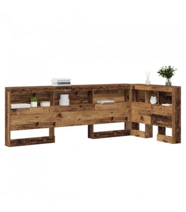 vidaXL Storage Headboard with Shelf Old Wood 100 cm Engineered Wood — Size: 100 x 200 cm