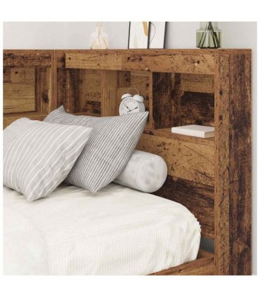 vidaXL Storage Headboard with Shelf Old Wood 100 cm Engineered Wood — Size: 100 x 200 cm