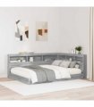 vidaXL Storage Headboard with Shelf Grey Sonoma 150 cm Engineered Wood — Size: 150 x 200 cm