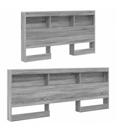 vidaXL Storage Headboard with Shelf Grey Sonoma 150 cm Engineered Wood — Size: 150 x 200 cm